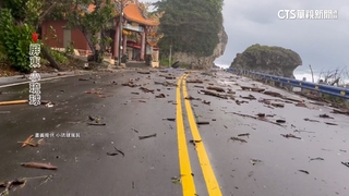 山陀兒發威！　小琉球掀長浪淹漁港　樹木.護欄躺路中