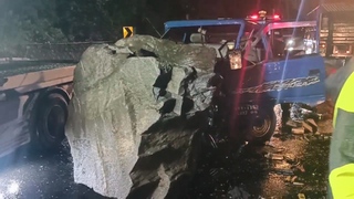 山陀兒釀1死　南迴公路巨型落石砸中貨車　駕駛搶救3天不治亡