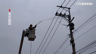 颱風颳鹽塵恐導致停電　台電沿路清洗電桿「礙子」