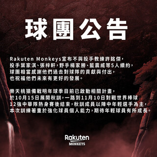 樂天桃猿不續約投手教練許銘傑  另公布不續約葉家淇等4選手