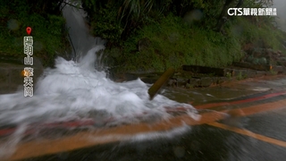 2天累積雨破千　擎天崗道路泥濘宛如「小瀑布」