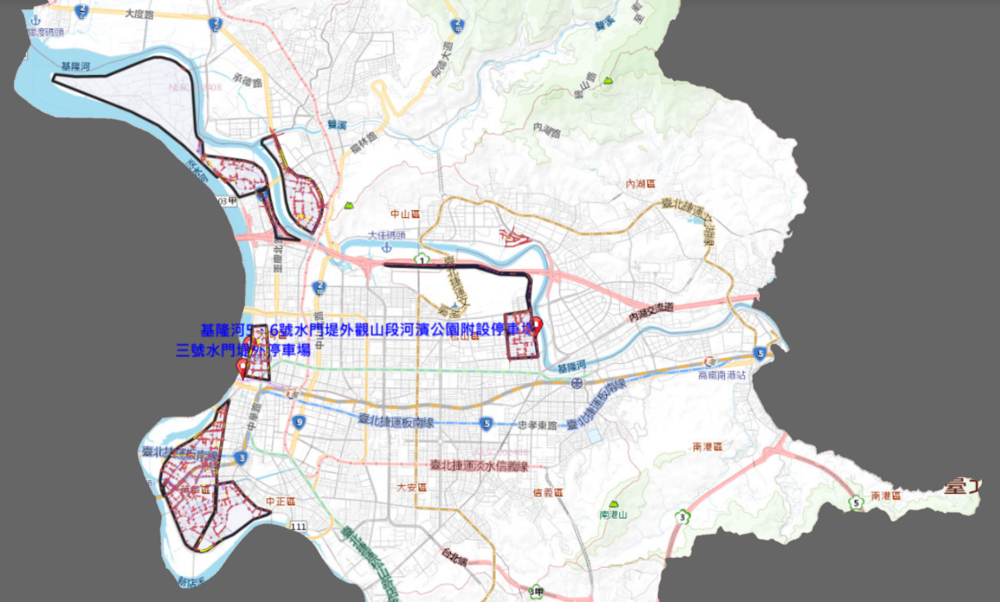 圖片翻攝自 台北市政府防汛停車查詢網