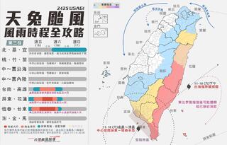 1圖看「天兔」颱風影響時程！ 4地區迎風雨第一線