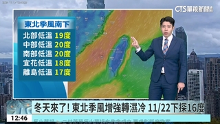 東北季風增強北臺濕涼　沿海風浪明顯增大