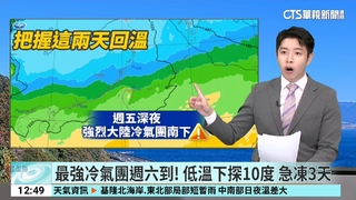 最強冷氣團週六到！　低溫下探10度.急凍3天