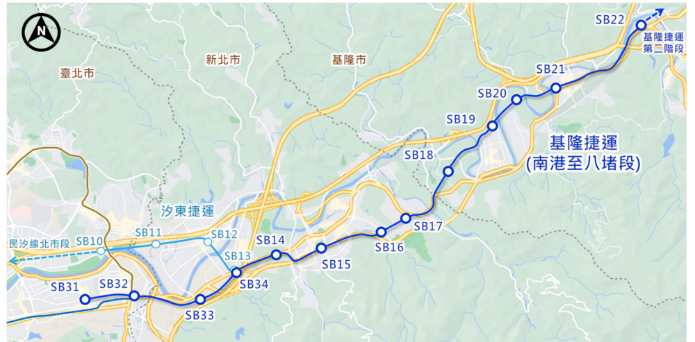 基隆捷運路線圖。圖／新北市捷運工程局提供