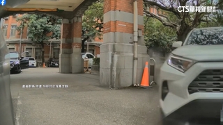 休旅車醫院停車場突暴衝　飛躍花圃猛撞特斯拉