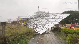 風暴雨突襲！　台中招牌倒壓騎士　苗栗變電箱爆