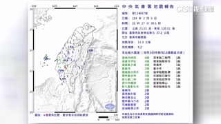 台南楠西規模5.2地震　氣象署：屬0121嘉義大埔餘震
