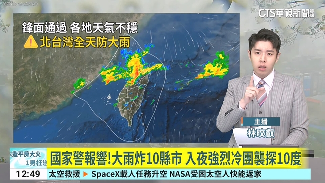 國家警報響!大雨炸10縣市 入夜強烈冷團襲探10度 | 華視新聞