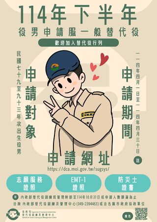 役男注意！　4/1起開放役男線上申請服替代役