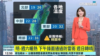 南投以北9縣市大雨 下半天雨勢緩.晚上好轉