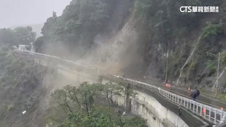 嘉義台3線邊坡坍方　巨大落石衝破護欄