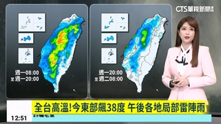 全台高溫！今東部飆38度　午後各地局部雷陣雨