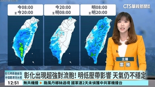 彰化出現超強對流胞！　明低壓帶影響　天氣仍不穩定