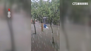 大雨炸！沙鹿淹成小河　路面驚見細長裂縫