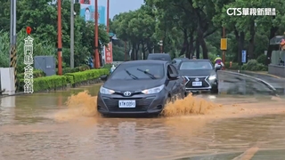 金門連日淹水！　水淹汽車底盤　民眾嘆：水溝都塞住了