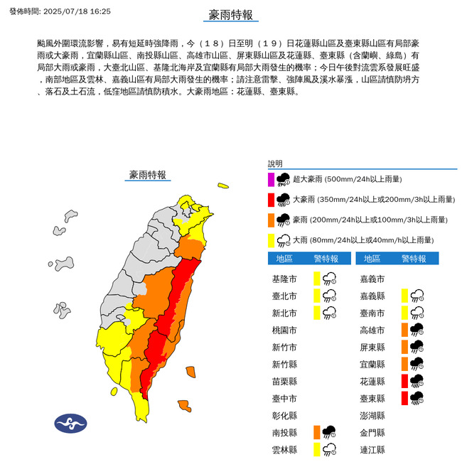 薇帕颱風外圍環流影響　12縣市豪雨特報「影響到明晚」　花東慎防大豪雨 | 華視新聞