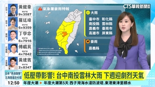 低壓帶影響! 台中南投雲林大雨 下週迎劇烈天氣