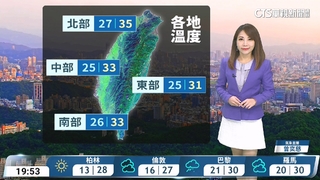 水氣稍多　午後範圍擴大　中南部留意短延時豪雨