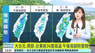 大台北.南部.台東逾36度高溫　午後局部防雷雨