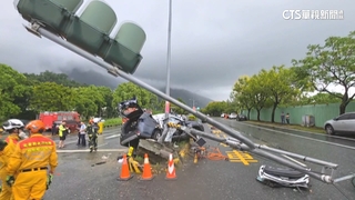 花蓮警移送通緝犯打滑自撞！　燈桿斷裂.嫌犯傷重不治