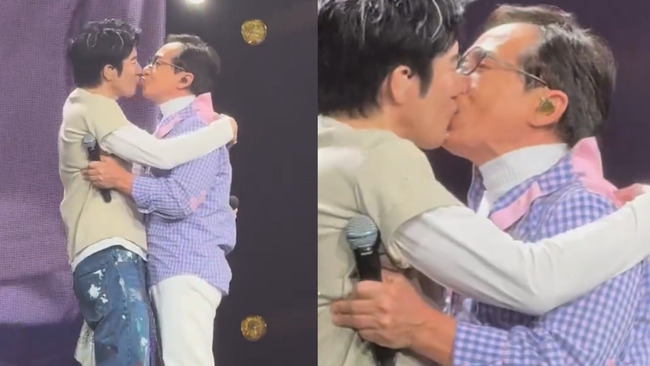 不是AI！　王力宏成龍演唱會上「嘴對嘴親了」 | 華視新聞