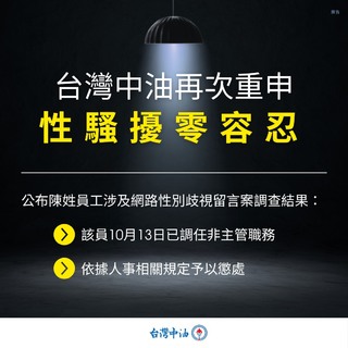 員工認留言性騷李多慧　中油：調任非主管職務