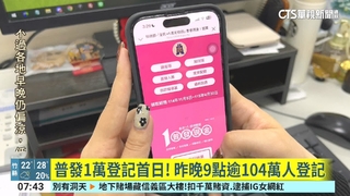 普發1萬登記首日！　昨晚9點逾104萬人登記
