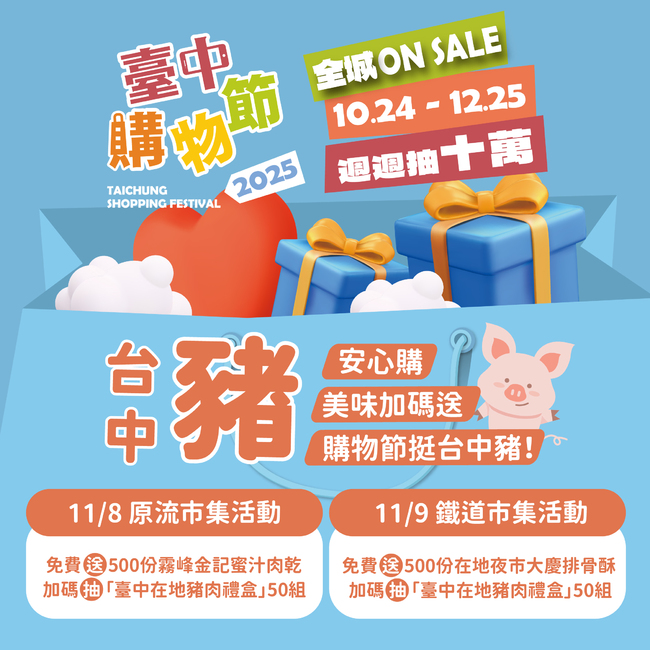台中購物節挺「台中豬」！　明、後2天「免費」發肉乾、排骨酥 | 華視新聞