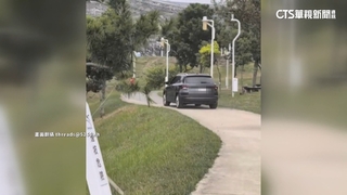 休旅車闖台中中央公園內開上人行道　建設局：將開罰