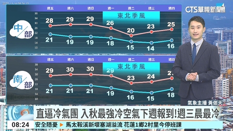 迎風面局部雨 沿海風強浪大