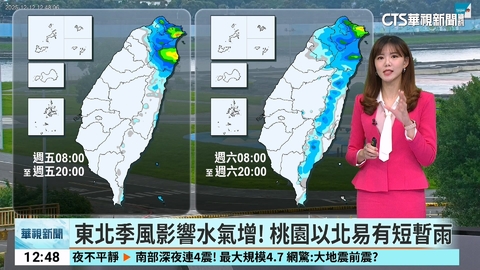 東北季風影響水氣增! 桃園以北易有短暫雨