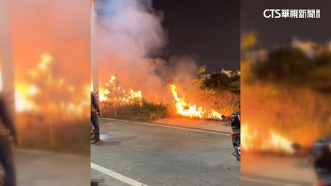 廟宇祈福放煙火好熱鬧 路邊雜草突起火民眾嚇壞