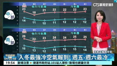 東北季風影響　北臺灣天氣稍涼　跨年夜迎風面雲多易雨　北海岸、大台北山區及宜蘭地區雨勢持續