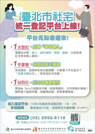 「台北市社宅統一登記平台」上線　四步驟成準申請人