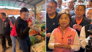 山邊媽祖台中贊境！江.楊同框談民調　何拔蘿蔔求好彩頭