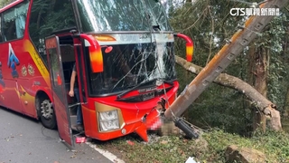 人呢？遊覽車逆向撞電桿險墜坡　警追出駕駛父子下落