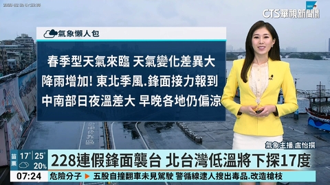 東北風稍增強，迎風面局部雨　中南部日夜溫差大