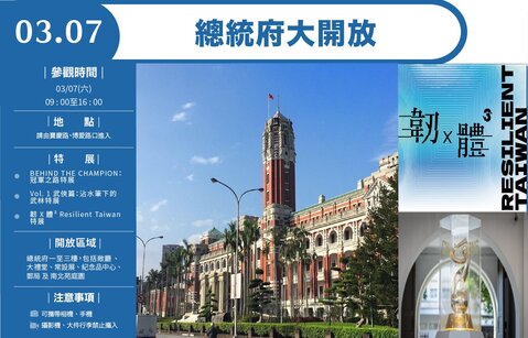 總統府3/7大開放　「BEHIND THE CHAMPION：冠軍之路」特展開放中