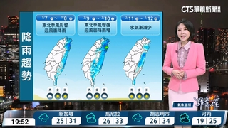 東北季風影響　北東濕涼　中南部多雲到晴