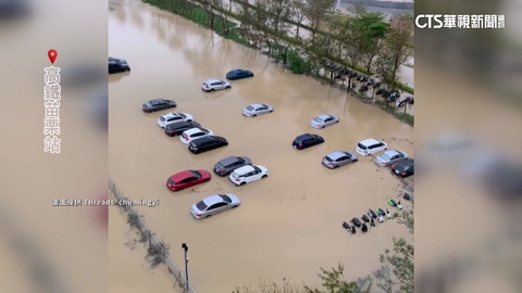 雨彈炸苗栗！　高鐵站附近慘淹.停車場成「泥黃水池」