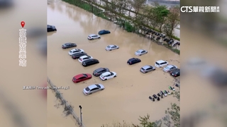 雨彈炸苗栗！　高鐵站附近慘淹.停車場成「泥黃水池」