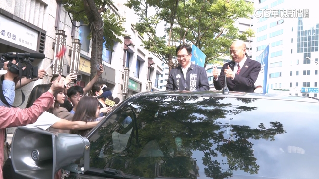 藍「松信」競爭激烈！　韓國瑜陪子弟兵車掃　喊「唯一支持」