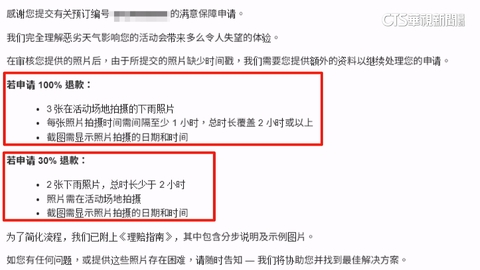 大雨擾行程！　樂擎控想理賠遭刁難　當事平台：將全額退費
